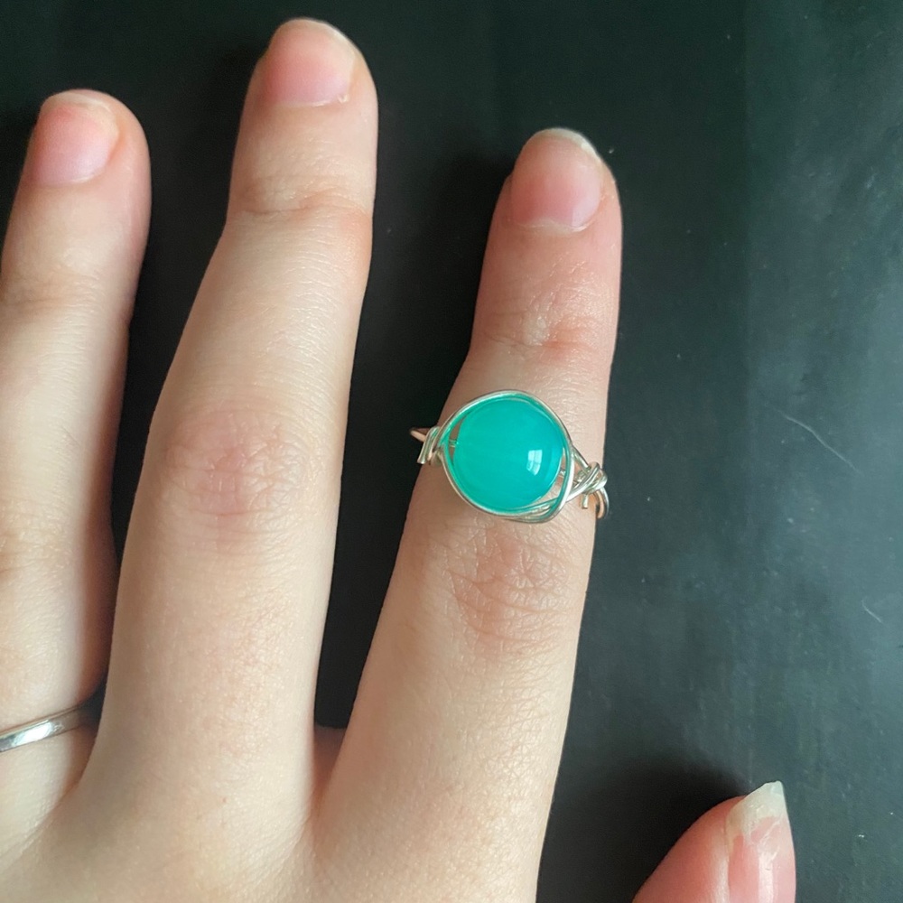 green bead wire ring